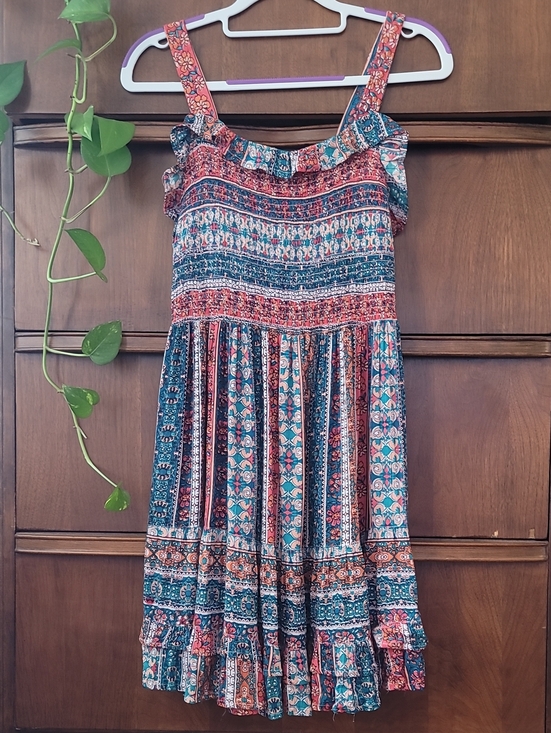 Angie Dresses & Skirts - Angie Boho Chic Floral Sundress in Teal, Coral & Indigo